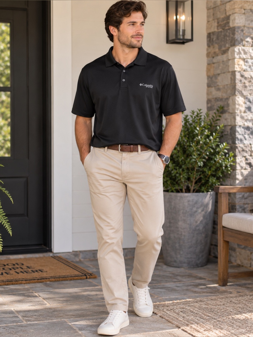 Columbia PFG Omni-Shade Polo Men’s XXL Black Vented Performance Fishing Shirt